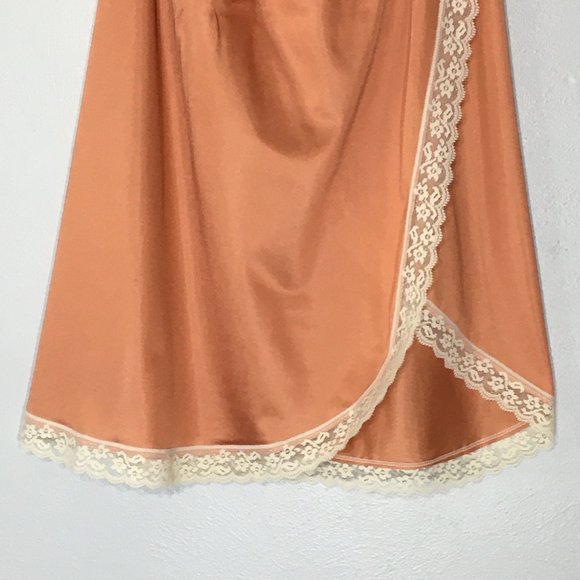 Vintage Copper Colored Half Slip, Feminine Slip Skirt, Wrap High Slit Coquette - Picture 14 of 16